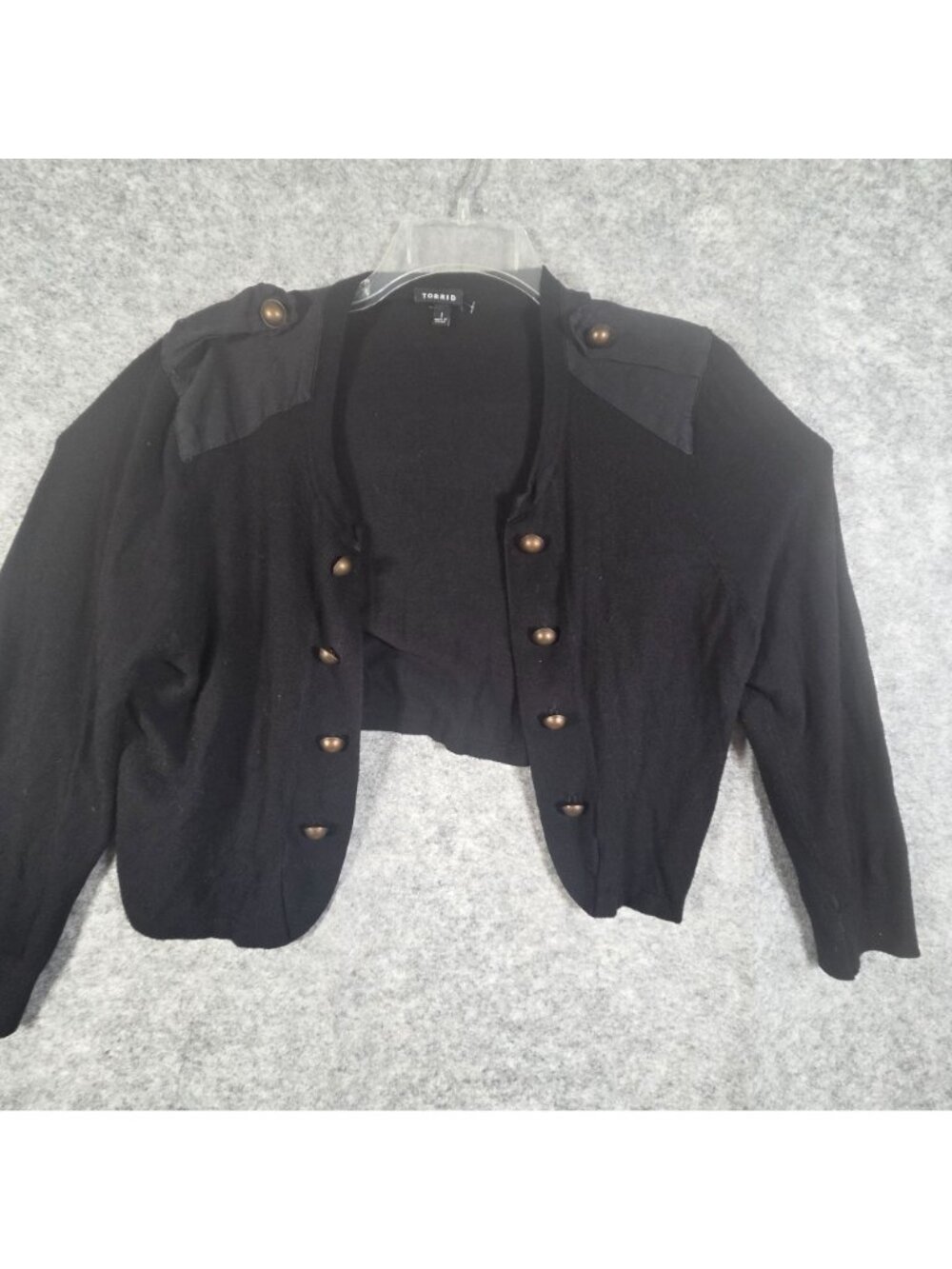 Torrid Black Military Cropped Cardigan Sweater Brass Buttons Women’s 1X Classic - Picture 3 of 10